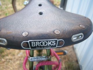   Green Raleigh 1971 Sports 3 Speed Bicycle Womens Brooks Seat