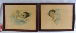 Pair Antique Original Bessie Pease Gutmann Baby Prints