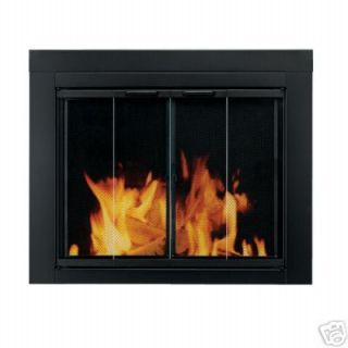 Pleasant Hearth Glass Fireplace Bifold Door Ascot Black Large Screens 