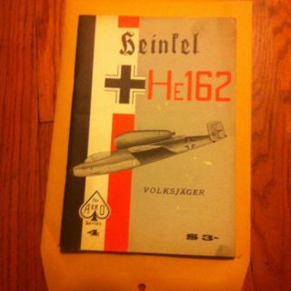 Vintage 1965 illus German Heinkel He 162 C Fighter Plane Book WWII