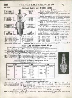 1948 49 2PG AD Auto Lite Spark Plugs Resistor Store Display 