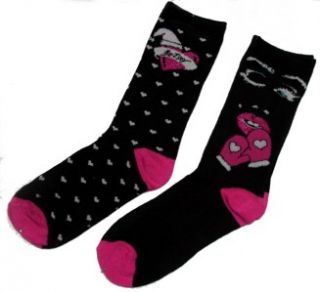 Betsey Johnson MARILYN MONROE & Hearts Pink Black Glitter Socks Ws 9 