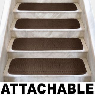 Set of 12 ATTACHABLE Carpet Stair Treads 8x27 OLIVE GREEN runner 