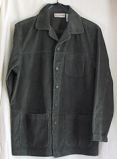 Womens M (12) comfort Corduroy Big Shirt Jacket Coat Green Dress Barn