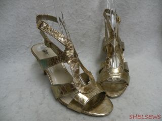 NEW East 5th Gold Strappy Sandals Double Ankle Straps 3 Heel Sexy 