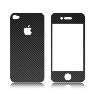   4S Black 3M Carbon Fiber Vinyl Cell Phone Skin with Cut Off Logo
