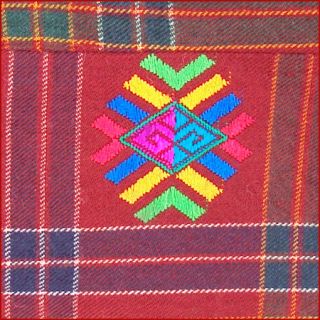 Old Handwoven Kushutara Blanket Wool Silk Motifs Bhutan