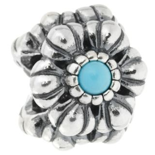   Silver and Turquoise Floral December Birthstone Charm 790580TQ