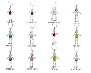 Solid Sterling Silver Boy CZ Birthstone Charm Pendant Necklace Free s 