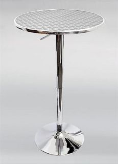 Bistro Bar Table w Adjustable Height Chrome Finished Base