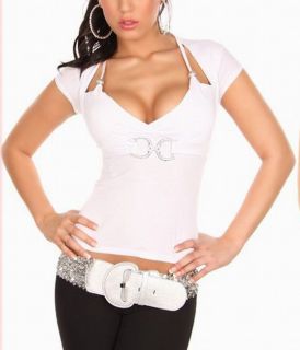 New White Sexy Exposure Women Top Club Wear T Shirt One Size T059 