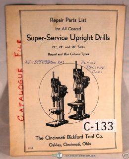 Cincinnati Bickford 21 24 28 Drill Parts Manual