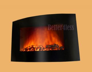 Black Wall Mounted Electric Fireplace Control Remote Heater Firebox 
