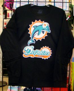 Miami Dolphins Black LS Long Sleeve Tees Sizes s M L XL 2XL 3XL 4XL 