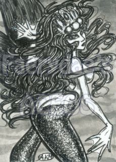OOAK Mermaid Original ACEO XR Sexy Fantasy Sketch Card Fdae PSC MRMD 