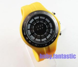 2012 New Diving Clock Mens Gents Sports Watch Yellow Binary LED Watch 