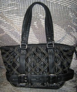 Stone Mountain Black Leather Handbag Shoulder Bag Purse