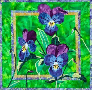 Viola Violet Flower Applique Bigfork Bay Quilt Pattern
