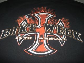   Bike Week Tee Shirt Black Large T Shirt 66th Annual Rally Hog
