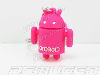 Green Android Theme Robot Keychain Headport Mascot Charm Dangle Pick 