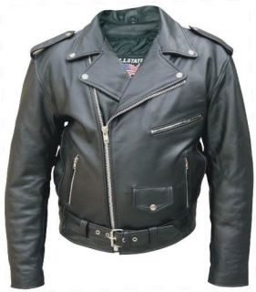 Mens Tall Biker Buffalo Hide Leather Motorcycle Jacket