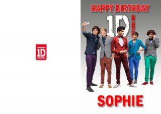 personalised one direction birthday card