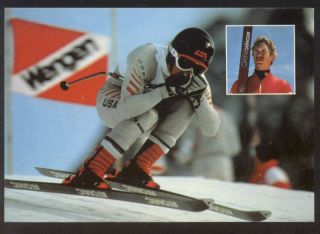 Winter Sports Skier Ski Racer Bill Johnson USA Postcard