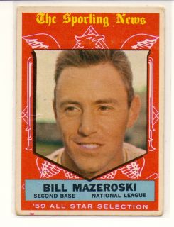 1959 Topps 555 Bill Mazeroski All Star HOF Pittsburgh Pirates