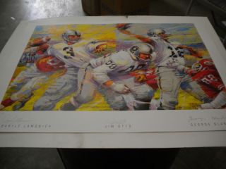 Blanda Otto Lamonica Autographed Raiders Lithograph GA COA