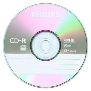 10 52x Philips Logo Blank CD R CDR Disc 700MB with Paper Sleeves 