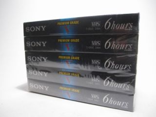 Pack New Sony Premium Grade Blank VHS Tapes Cassette VCR Recording 6 