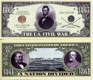 Commemorative U s Civil War Dollar Bill w Protector