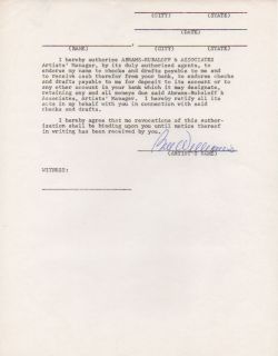 Bill Williams Kit Carson Original Signed Document