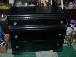 Vintage Dresser Painted Black Dove Tail All Wood Drawers