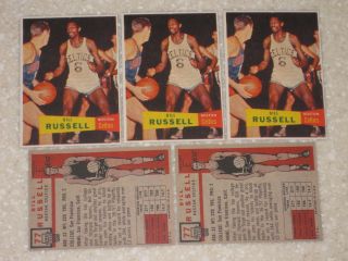 Card Lot of Bill Russell RC 1957 58 Topps RP Cards