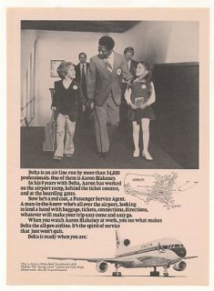 1979 Delta Airlines Passenger Service Agent Aaron Blakeney Ad