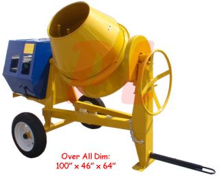 Towable 9 CUBIC CEMENT MIXER 12V Electric or Gas Gasoline 13HP