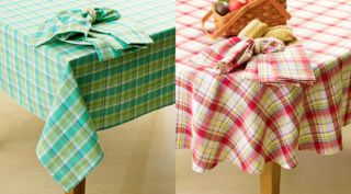 Cotton Plaid Fabric Tablecloth Choice of Blue Lime Green Hawaii or Red 