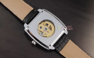 Black Steel Case Mens Gold Automatic Self Winding Analog Wrist Watch 