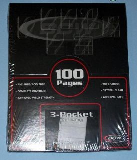   10 BCW Pro 3 Pocket Binder Pages for Currency New Three Pockets