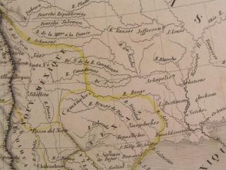 Texas as a Republic Mexico 1838 Binet antique engraved color map