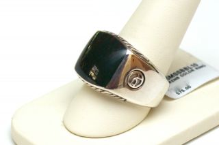 New David Yurman Mens Silver Bloodstone Ring Size 10 $575