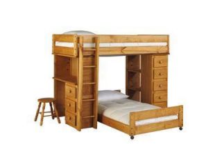 Loft Bunk Bed Set Wood Bunkbeds Twin 5 Pieces Desk Ladder Eastern 