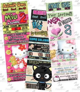 Hello Kitty Birthday Ticket Invitation Party Supplies