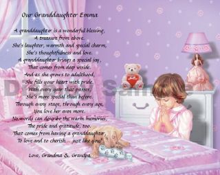 Gift For Granddaughter Personalized Poem Bedtime Prayer Print