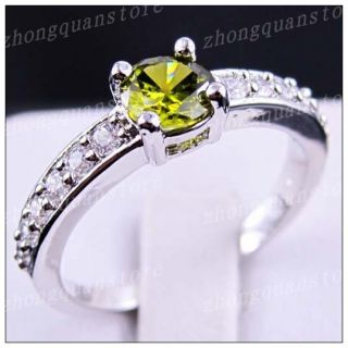 Sz7 Jewellery Bland New Peridot Ladys 10KT White Gold Filled Ring 