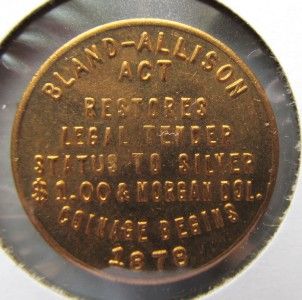 1878 Bland Allsion Coinage Act Commemorative Token P50