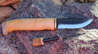 Handmade Arctic Birch Bushcraft Survival Puukko Knife Flint Woodsknife 