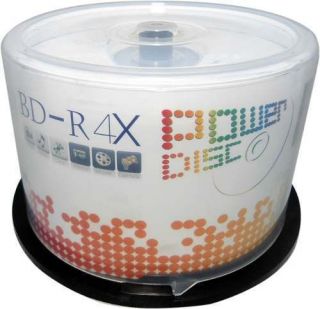 50 Power Disc Logo 4X Blu Ray BD R Blank Disc Media 25GB with Cake Box 