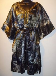 NWT Jeweled Black & Gold Angel Sleeve Poncho Dress 1 SIZE XL 1X 2X 3X 